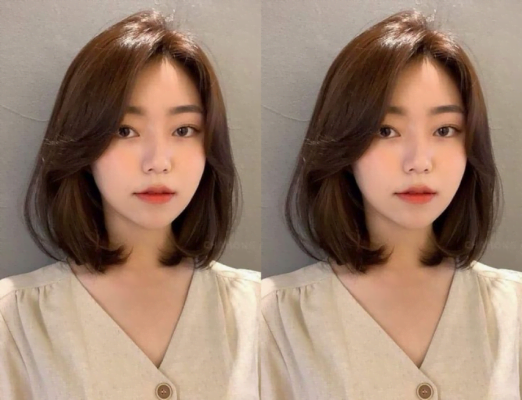 Tóc ngắn ngang vai uốn cụp