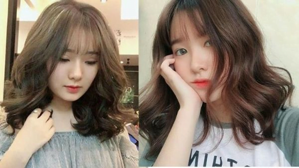 Tóc ngang vai uốn xoăn lơi